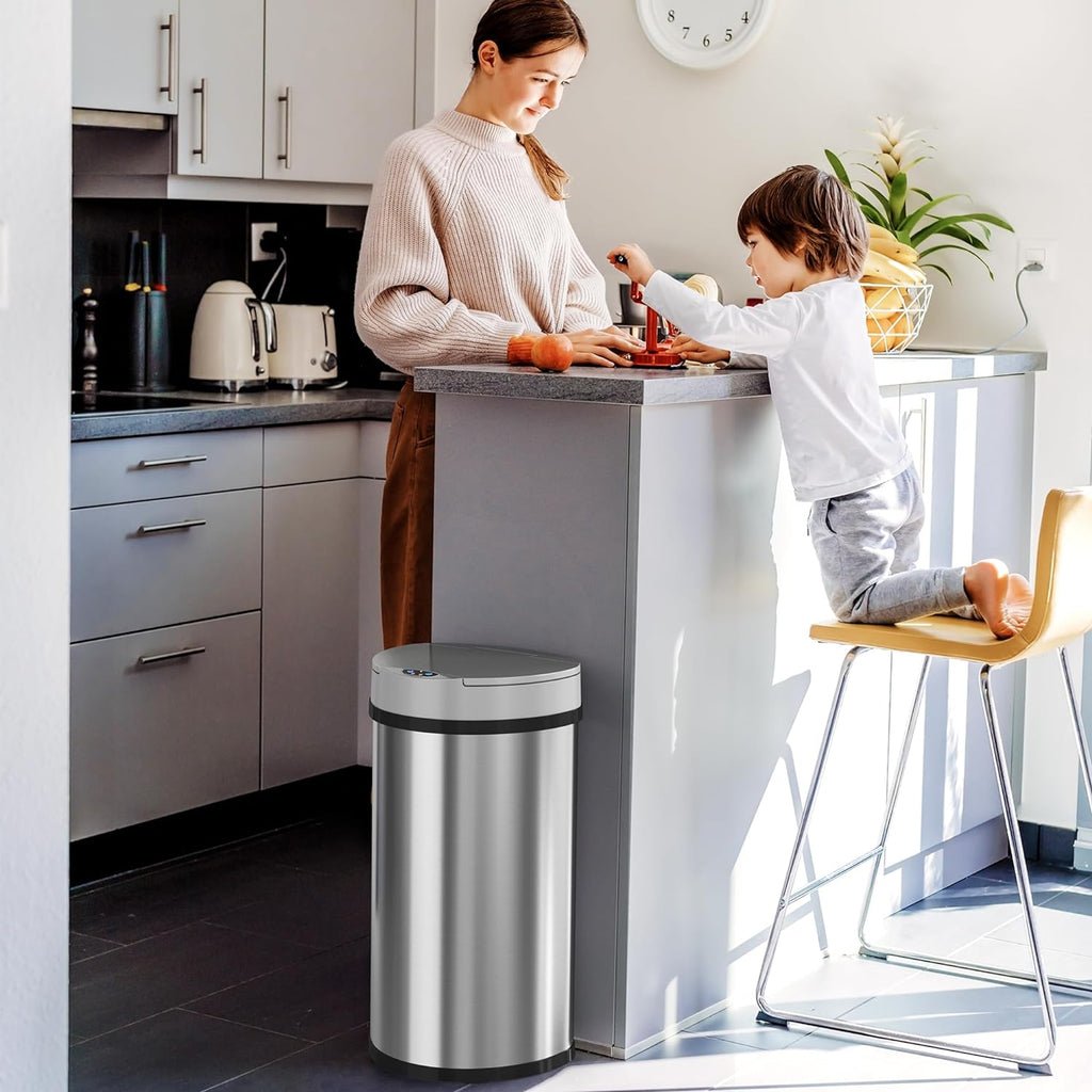 Stainless Steel Flap-Lid Trash Bin Grace Store, Dustbin Pendulum Cover Lid - Bath, Kitchen & Home Accessories