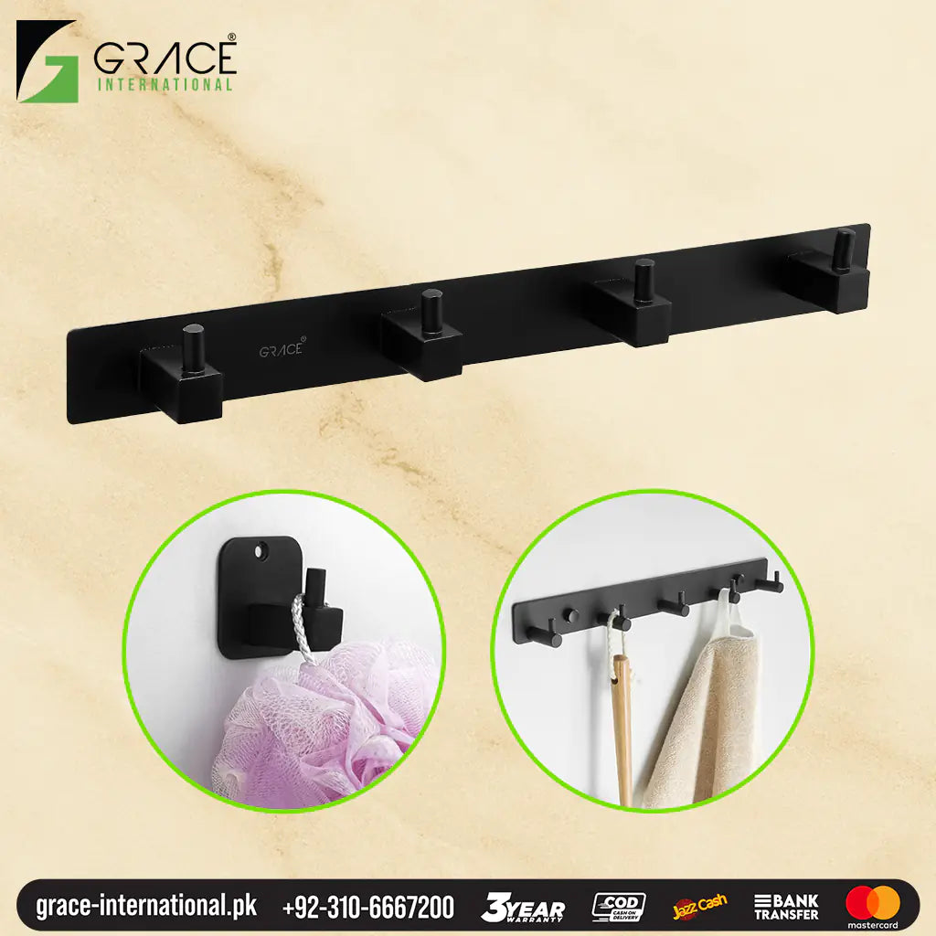 Bathroom Home Cloth Hook Towel Hook Coat Hooks Hanger - Square 4 Hooks on Hanger