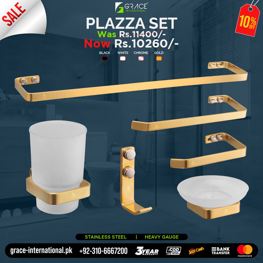 Modern Bathroom Accessories Set Stainless Steel Quality & Decor Plazz