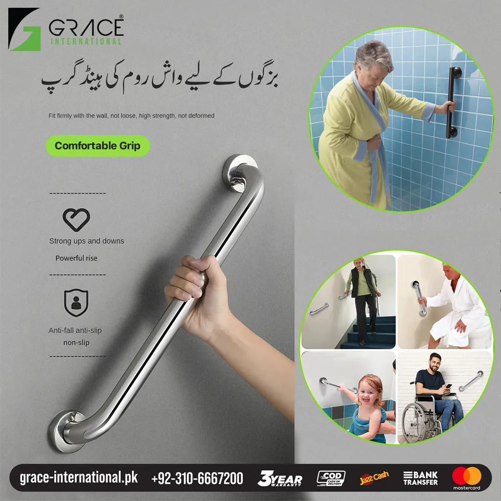 Hand Gripper  in pakistan Toilet Bathroom Support Safety Grab Bar Rails- Chrome