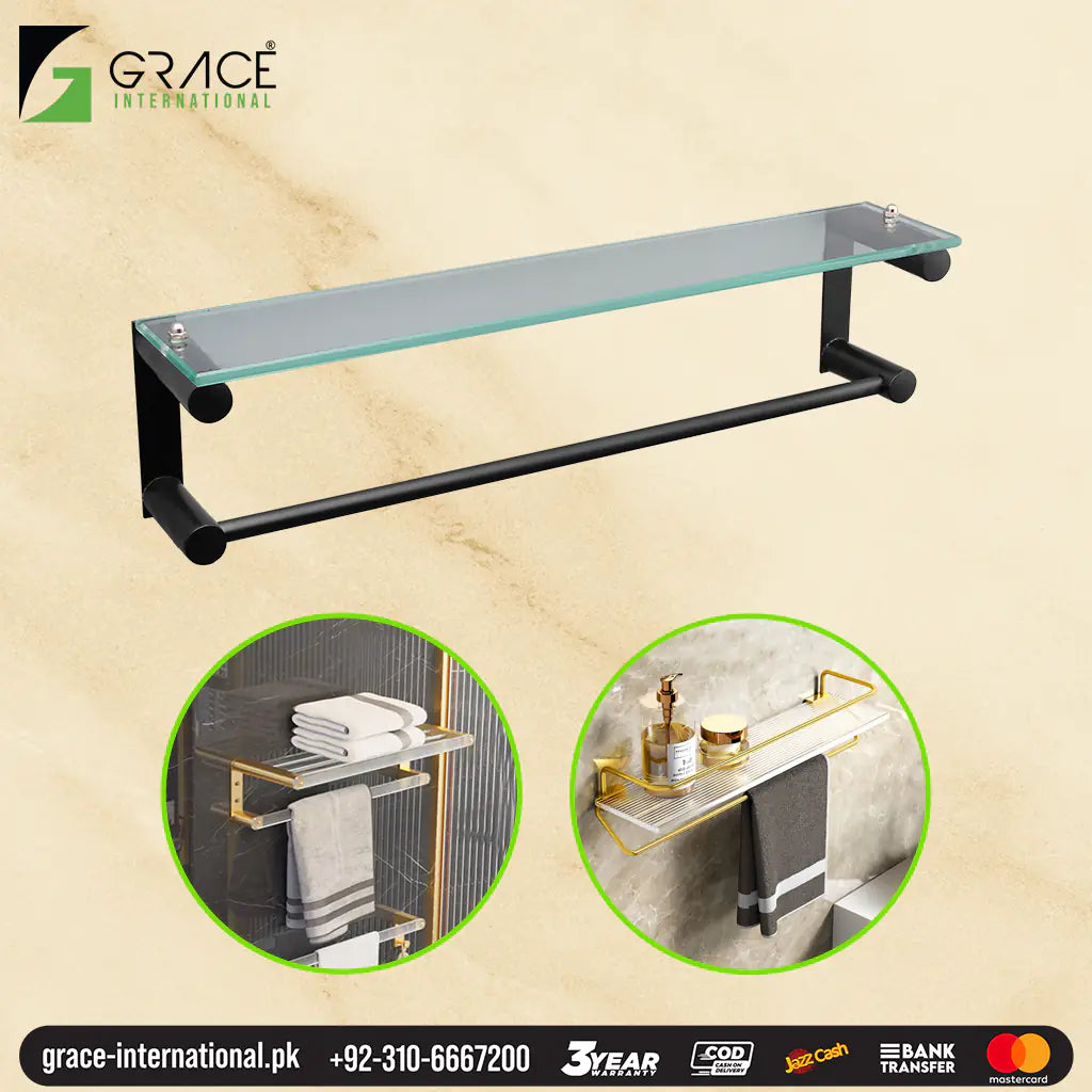 Bathroom Shelf Rack Glass Stainless Steel, Bathroom Accessories – Grace  International ( Factory in Gujranwala )