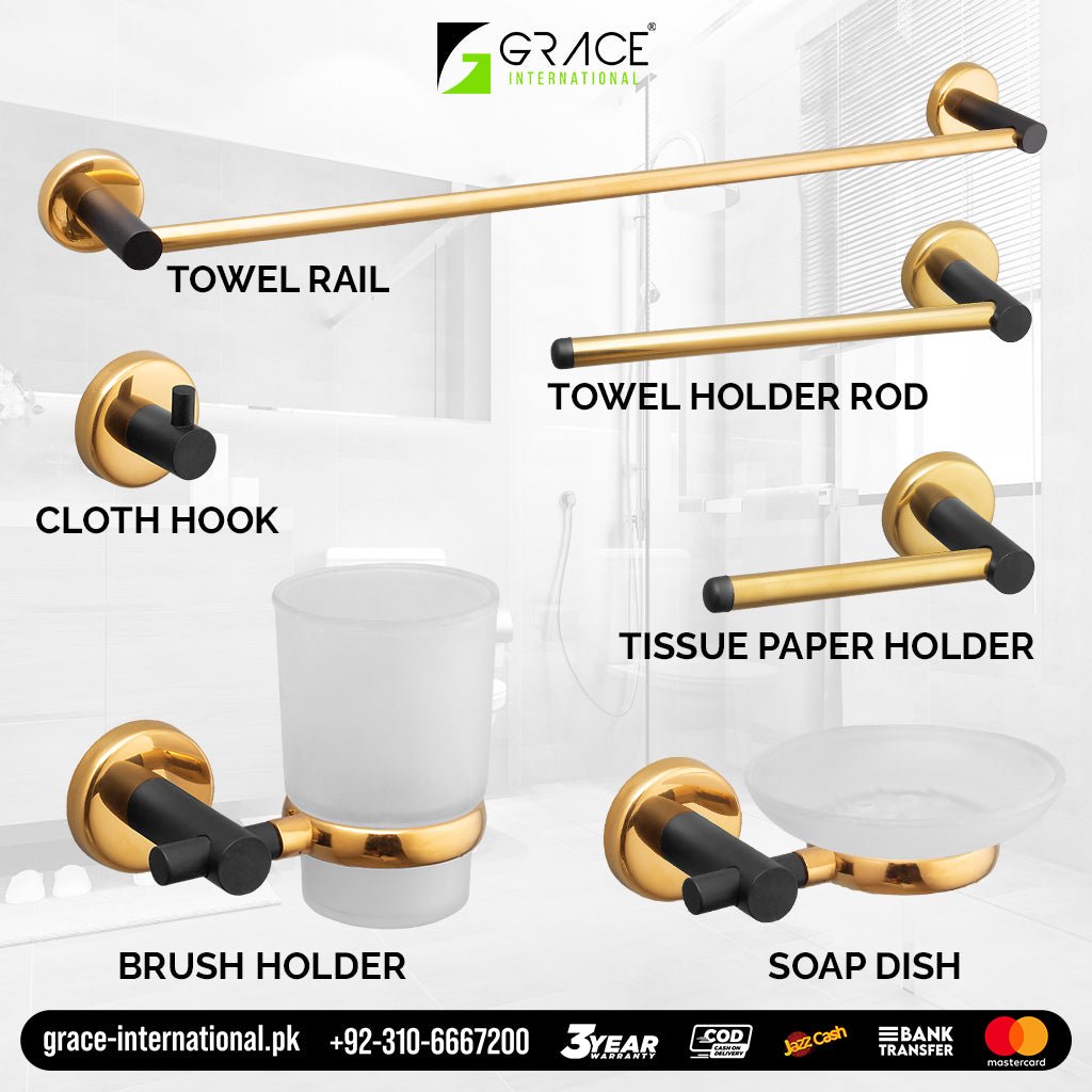 Complete Bathroom Accessories Set Stainless Steel Fast Set