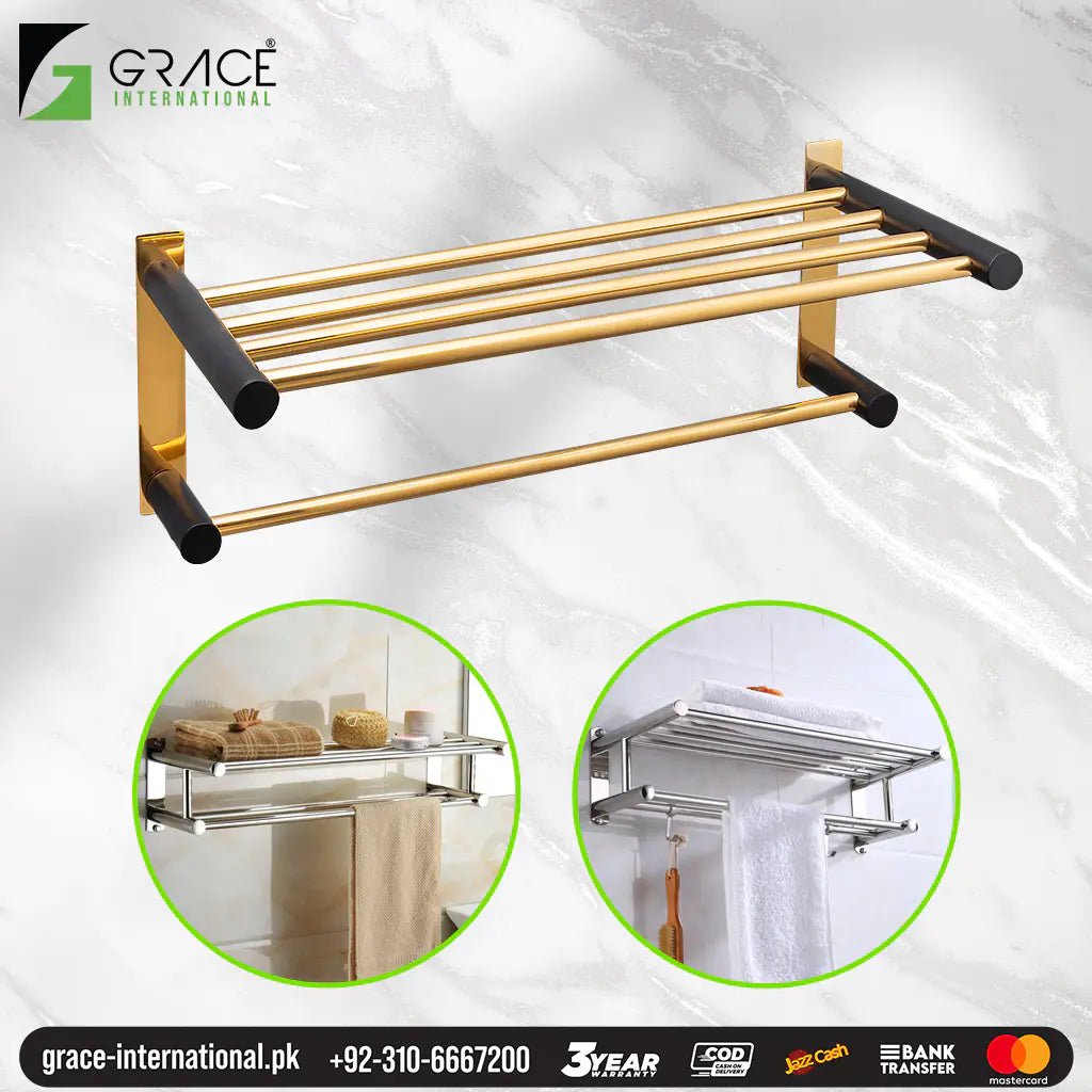 Bathroom Shelf Rack Glass Stainless Steel, Bathroom Accessories – Grace  International ( Factory in Gujranwala )