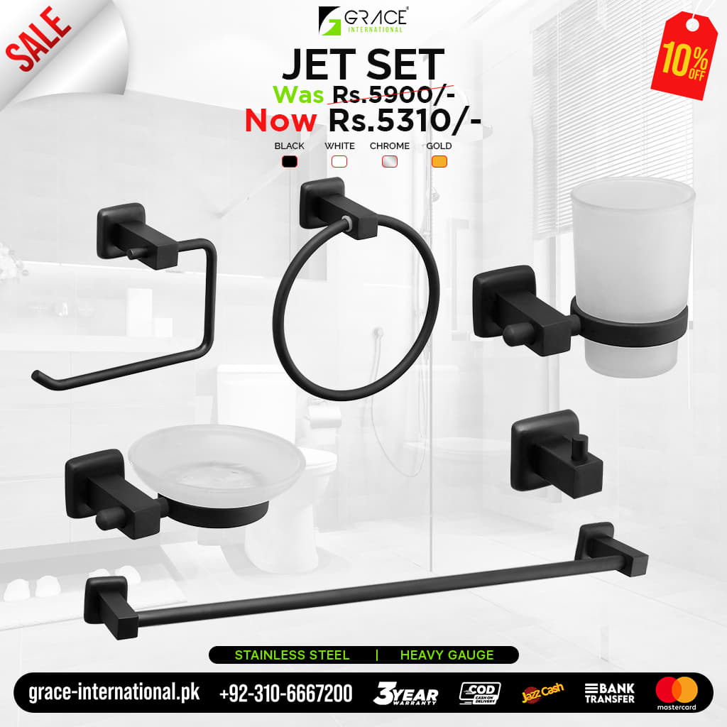 Heavy Duty Bathroom Accessories Set Stainless Steel JET Series
