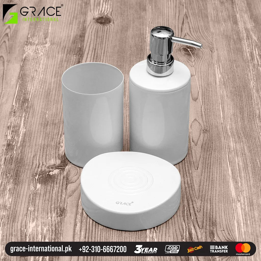 Bathroom  Hand Wash Liquid Soap Dispenser Soap Dish Brush Holder Set- Stainless Steel