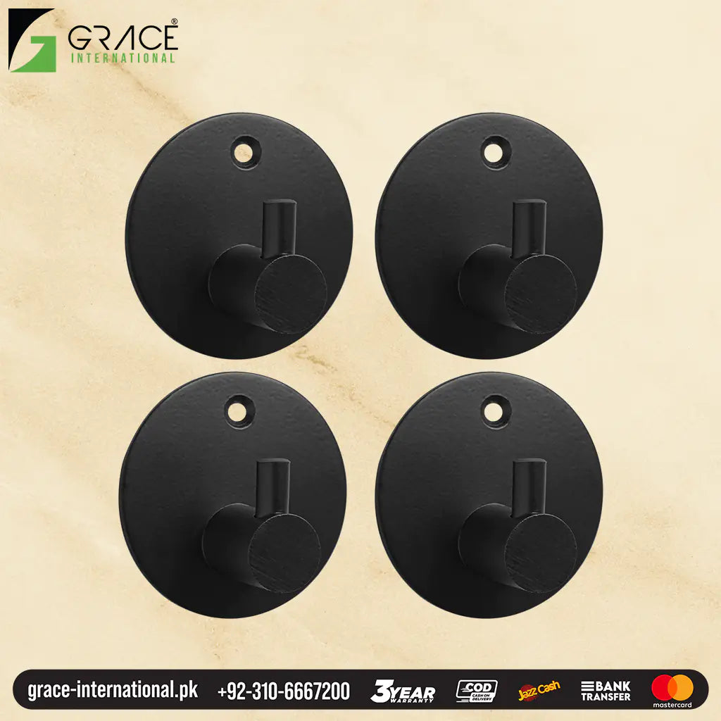 Bathroom Wall Towel Coat Hooks Round Set of