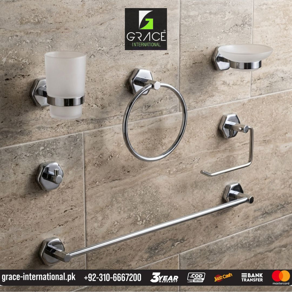 Hexa Bathroom Accessories Set Stainless Steel – Hexagon Series