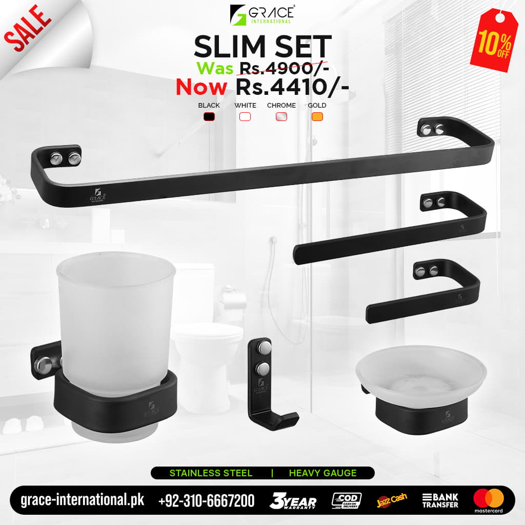 Bathroom Accessories Set Complete Best Quality Slim Set Grace