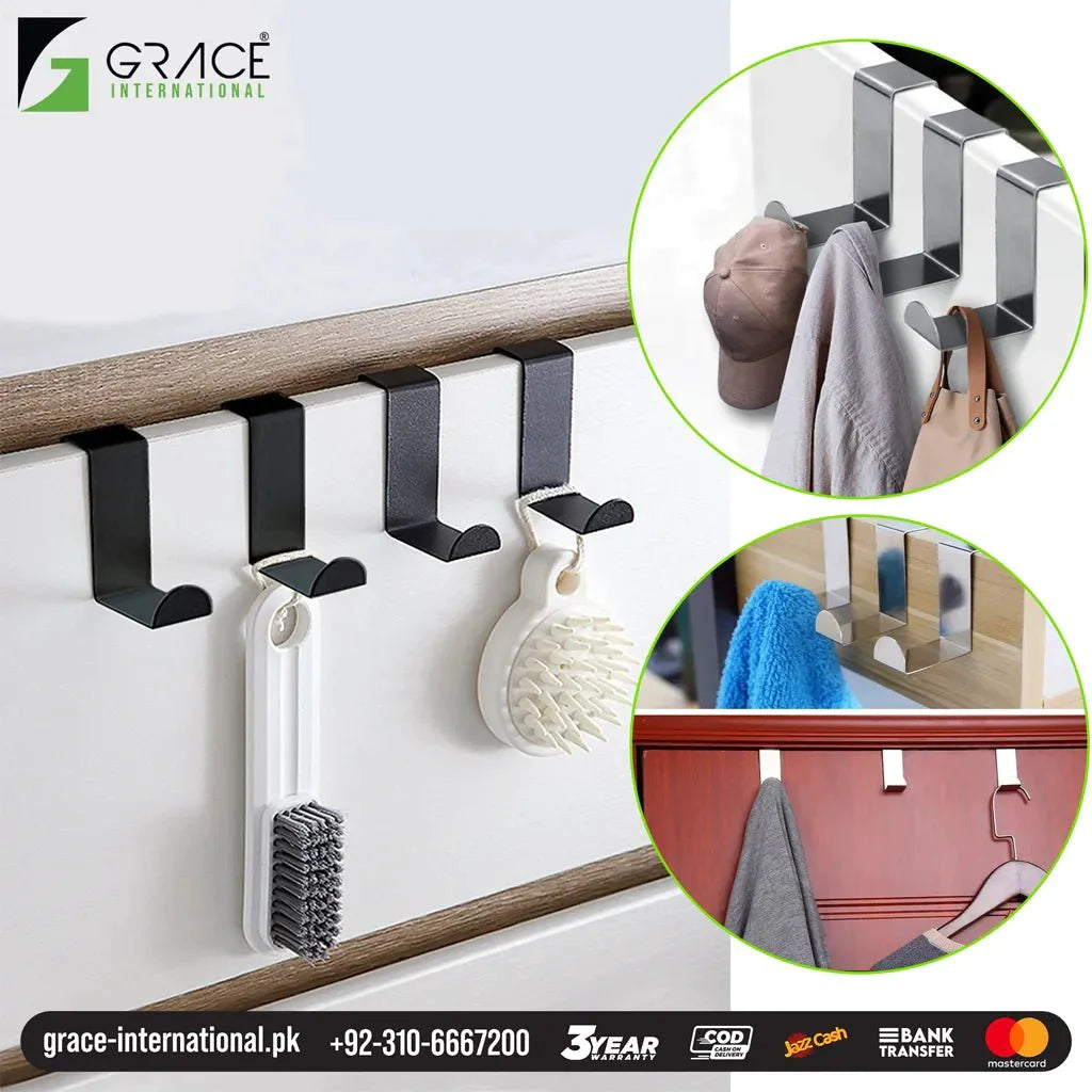 Set of 4 Hooks Portable Over Door Hanger Hooks Bag Cloth Coat Accessor Grace International Factory in Gujranwala