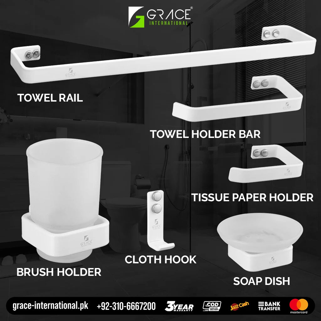 Bathroom Accessories Set Complete Best Quality- Slim Set - Grace International (Manufacturer)