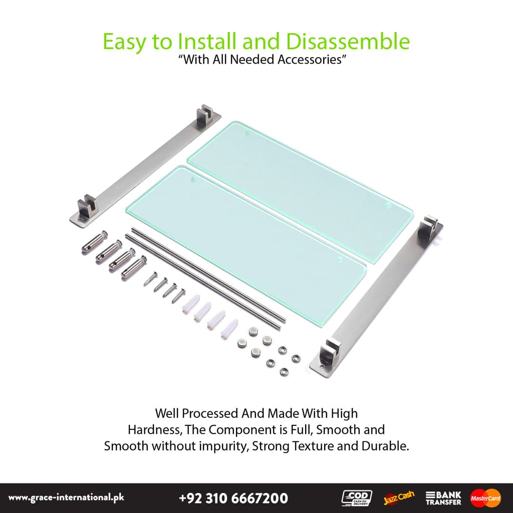 Bathroom Glass Shelf 2 Layer Tier Rust Proof Stainless SteelGrace Ba