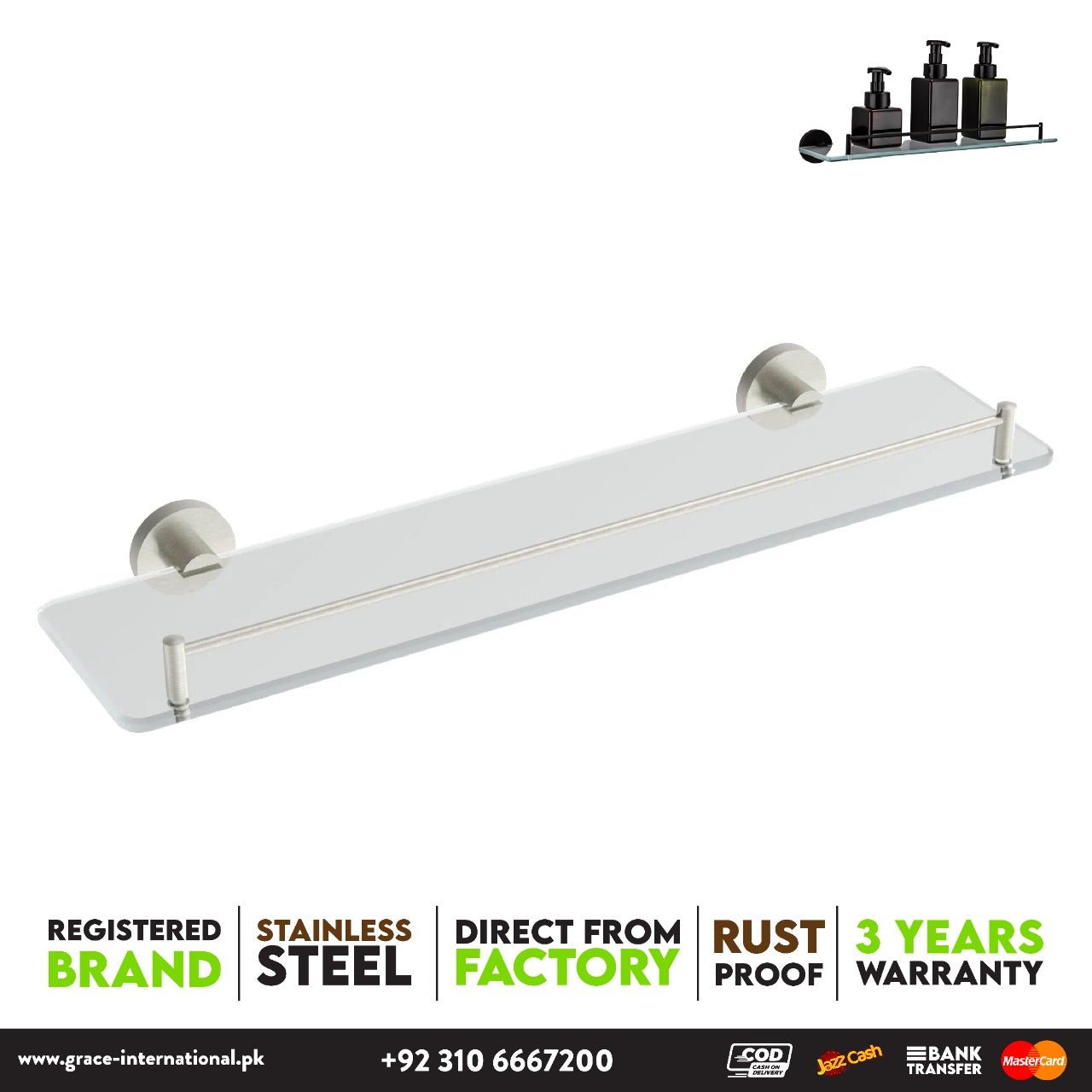 Bathroom Shelf Rack Glass Stainless Steel, Bathroom Accessories