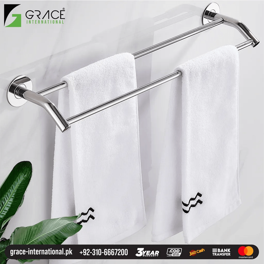 Bathroom Washroom Towel Rail Double two Rods Towel Hanger - Bathroom A –  Grace International ( Factory in Gujranwala )
