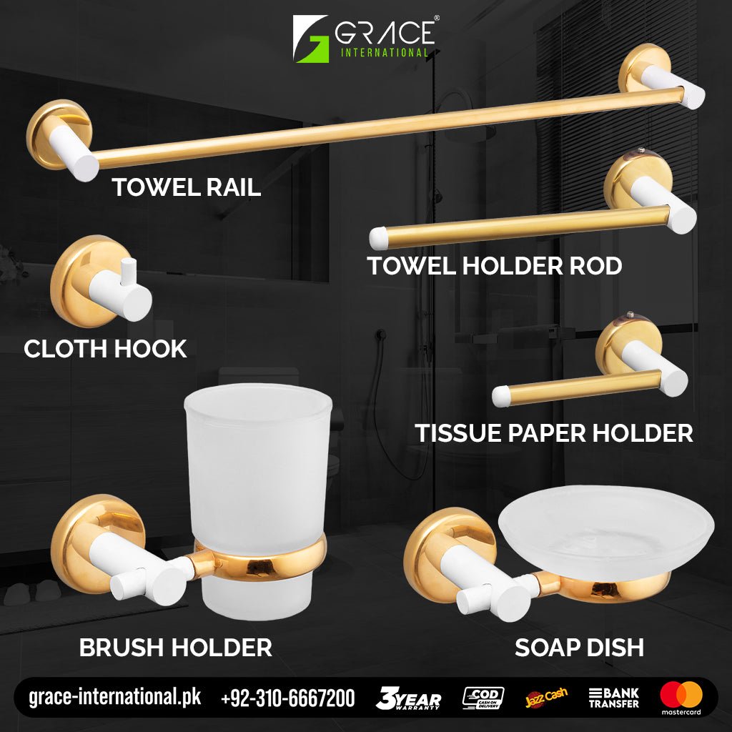 Complete Bathroom Accessories Set Stainless Steel- Fast Set - Grace International (Manufacturer)