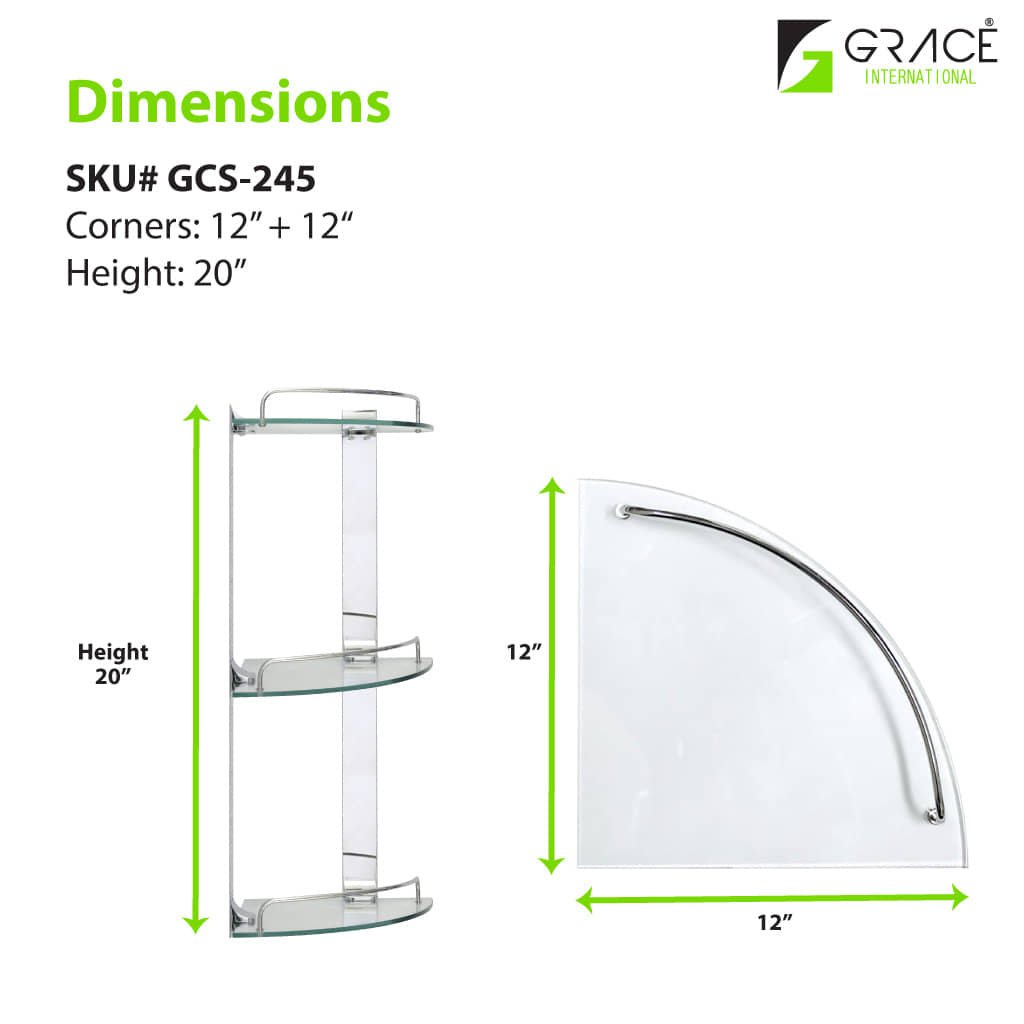 Corner Glass Shelf 3 Tier Layer Chrome Bathroom Shelf Home Shelf