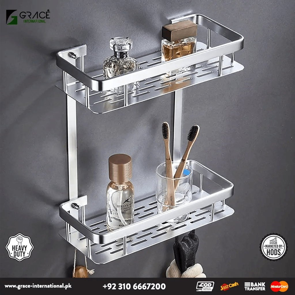 Grace Straight Stainless Wall Basket Rack Bathroom Caddy