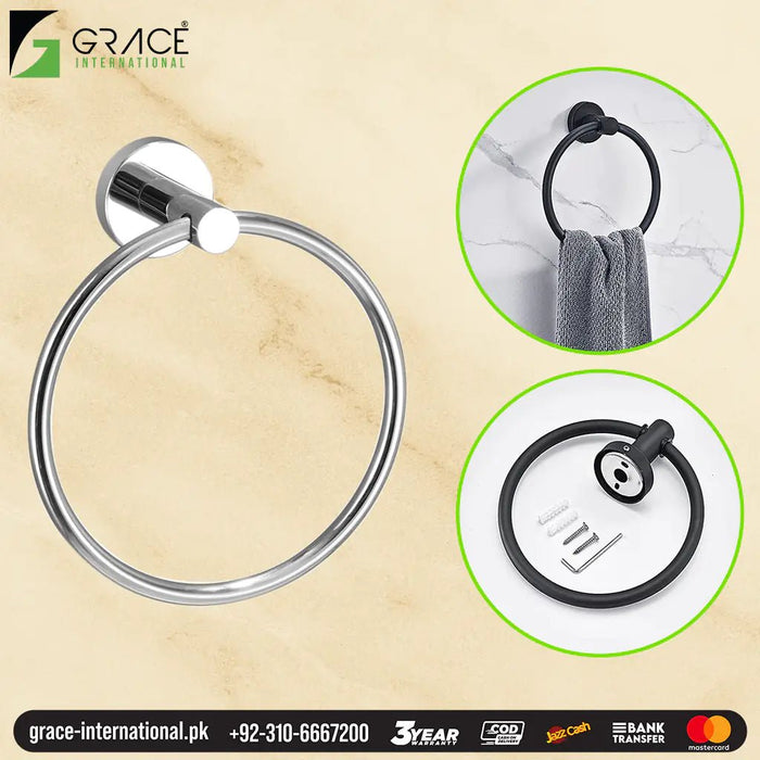 GTR-375 Bathroom Basin Sink Side Towel Ring Hanger Holder - Home Accessories Pakistan - Grace International (Manufacturer)