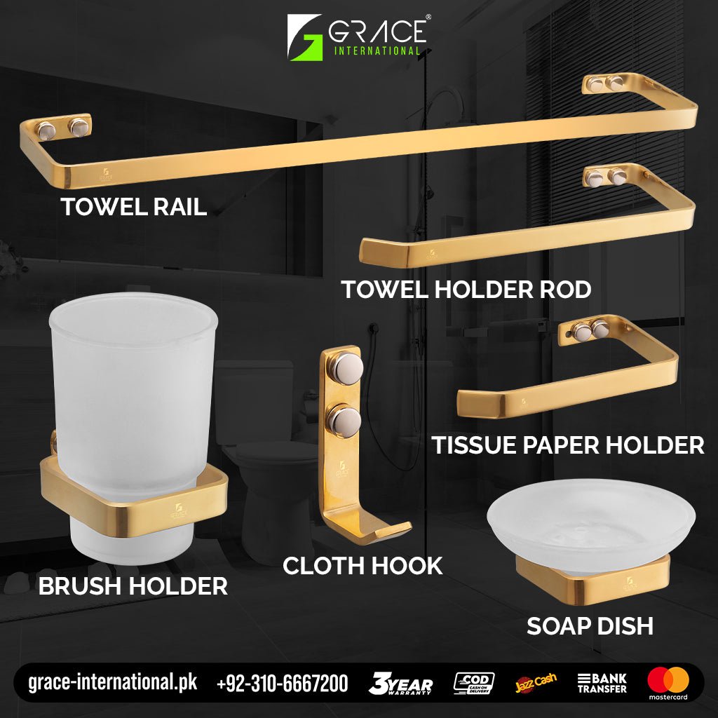 Modern Bathroom Accessories Set Stainless Steel Quality & Decor -Plazza - Grace International (Manufacturer)