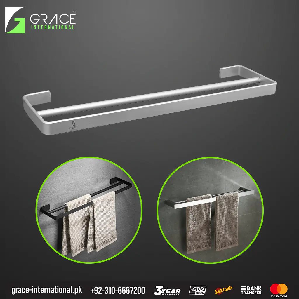 Towel Rail Double two Rods Towel Hanger for Bathroom & Kitchen Accessories Pakistan - Grace International (Manufacturer)