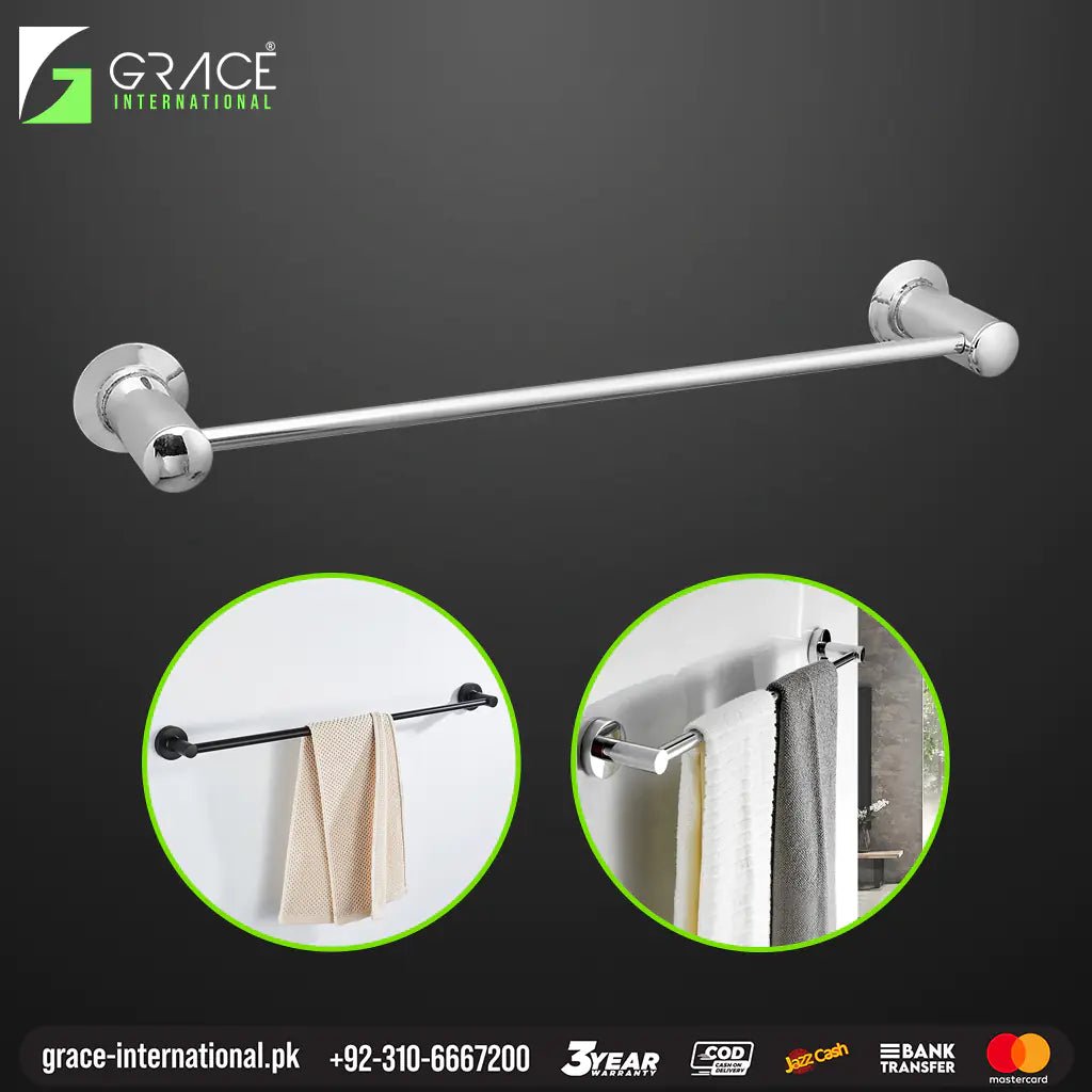 Towel Rail Hanger, Single Bar Bathroom Wall Towel Holder - Grace International (Manufacturer)