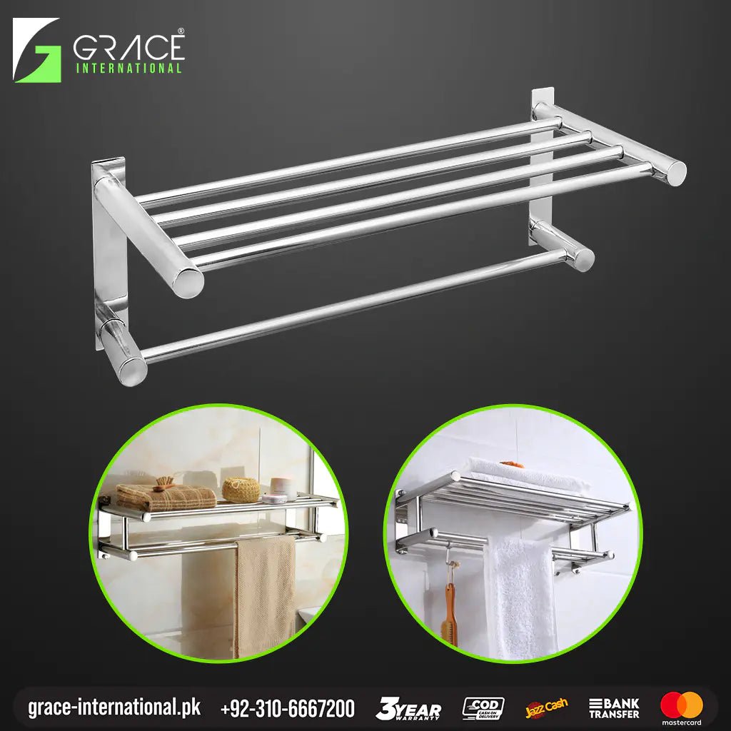 Towel Rail Shelf with towel Cloth hanger Road Bathroom Accessories